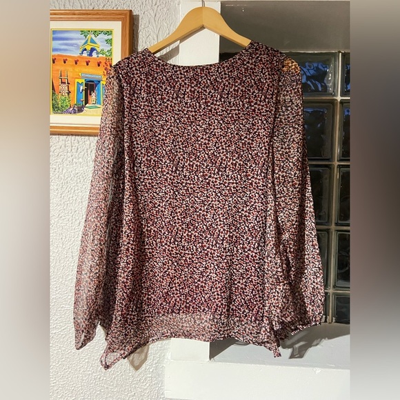ATTESA Maternity Red Puff Sleeve Floral Red Blouse Size Large - Picture 4 of 4